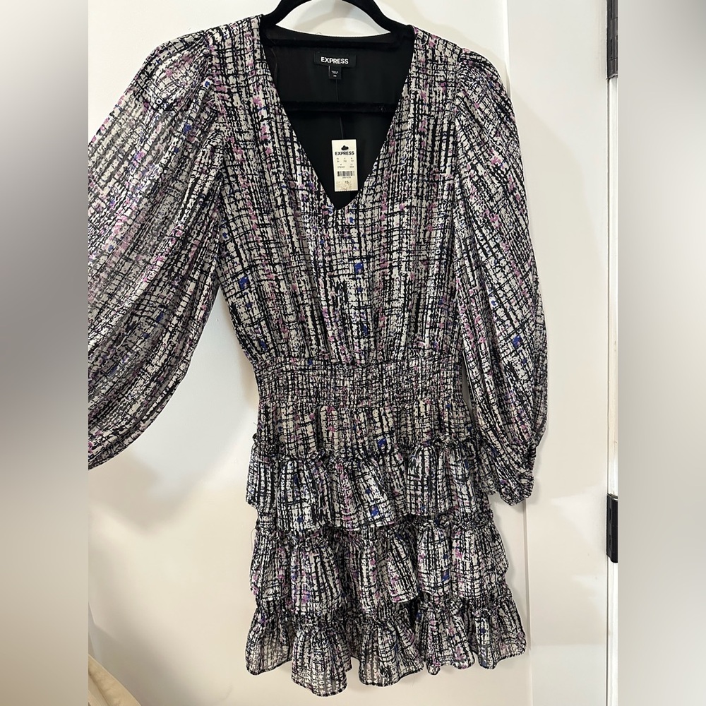 Express Black and Pink Long Sleeve Dress